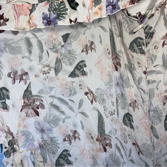 Asymmetrical Wrap Skirt Mini To Long Slit Leg Floral Ruffle Hem Textured S-XL - Picture 11 of 12